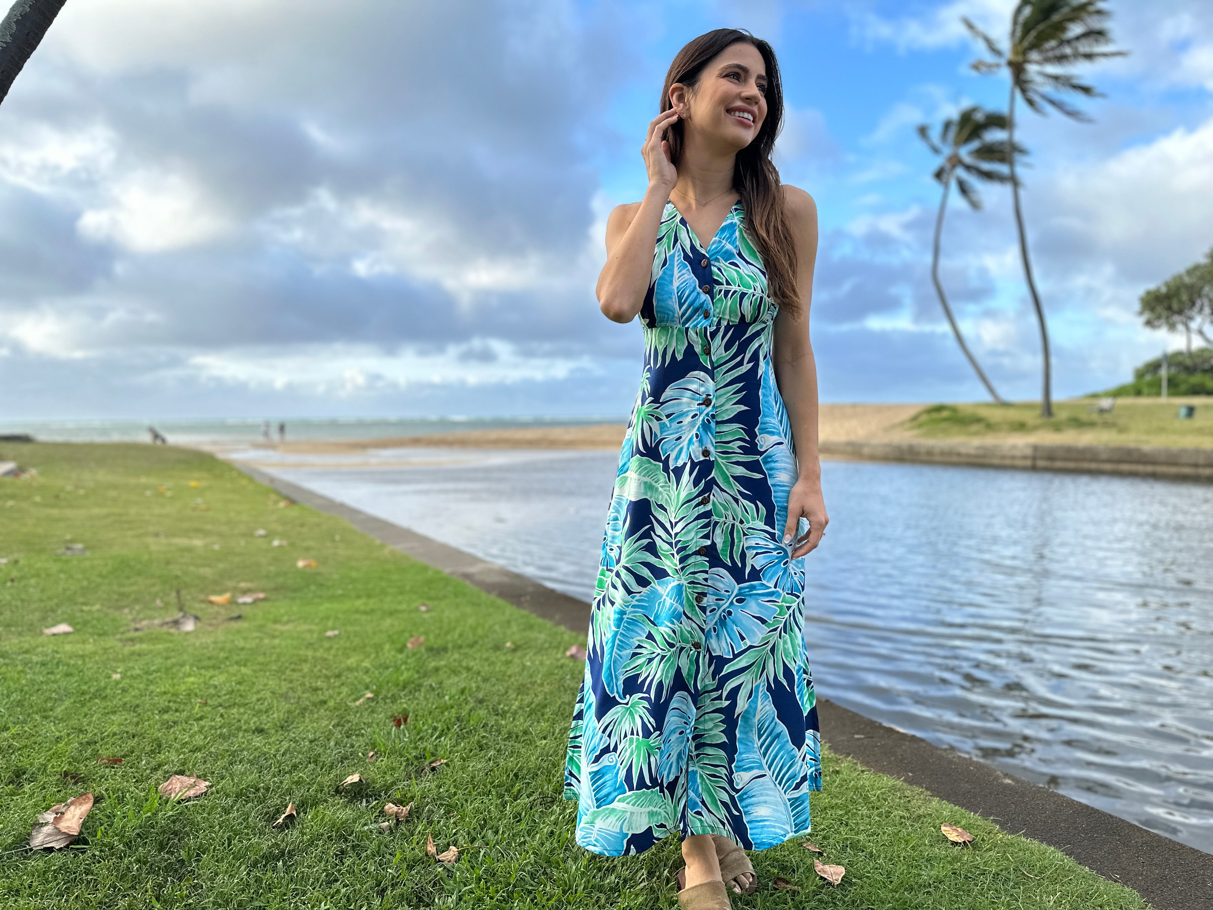 Tropical Print Off-the-Shoulder Dress