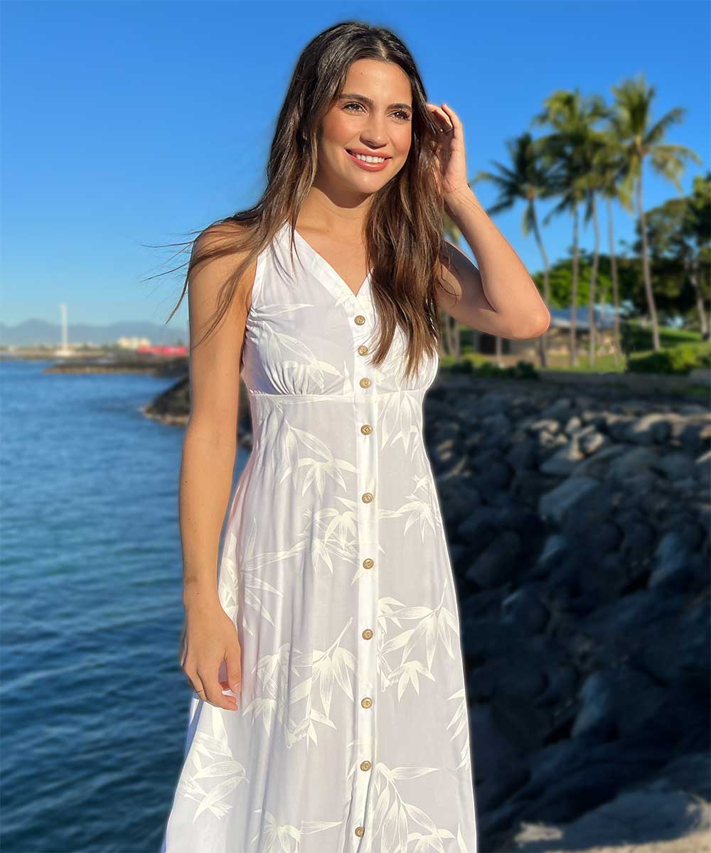 Bamboo White Button Front Tank Dress Large By Paradise Found Bamboo White Button Front Tank Dress Large By Paradise Found