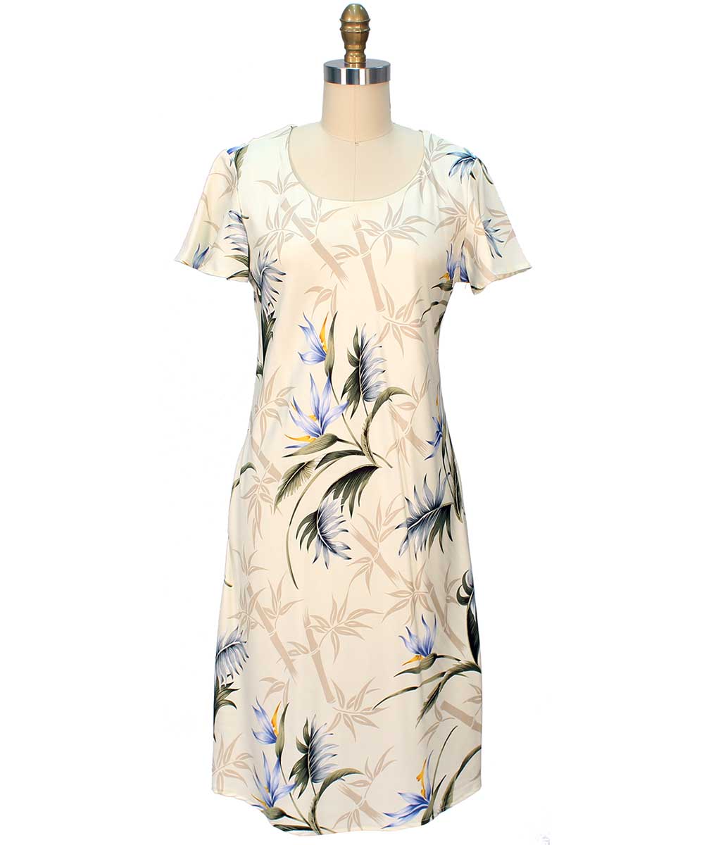 Bamboo Paradise Cream A-Line Dress with Cap Sleeves 2XL by Paradise Found Bamboo Paradise Cream A-Line Dress with Cap Sleeves 2XL by Paradise Found