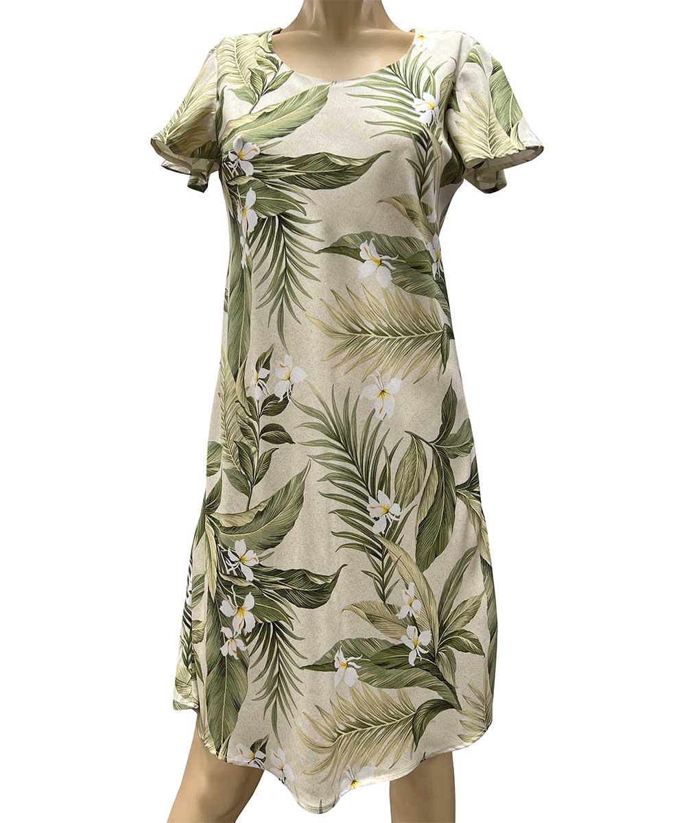 White Ginger Khaki A-Line Dress with Cap Sleeves Paradise Found White Ginger Khaki A-Line Dress with Cap Sleeves Paradise Found