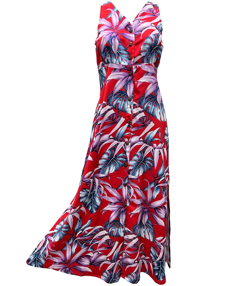 red hawaiian dress Rainforest Red Button Front Tank Dress XS – By Paradise Found