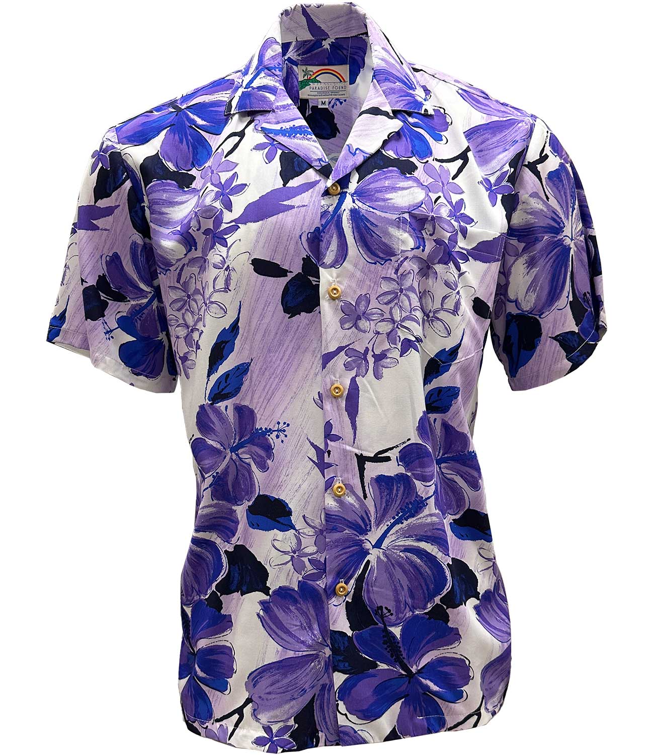 Paradise Found Watercolor Hibiscus Blue Hawaiian Shirt