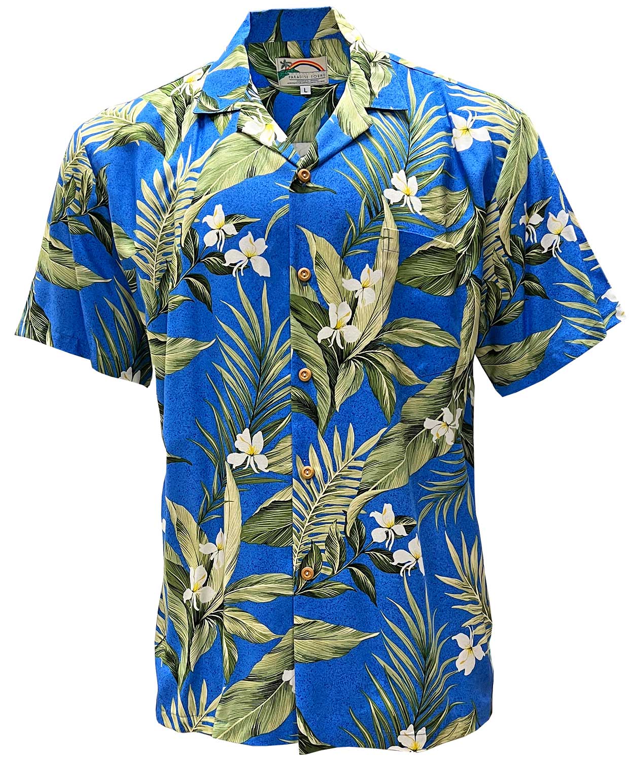 Paradise Found Watercolor Hibiscus Blue Hawaiian Shirt