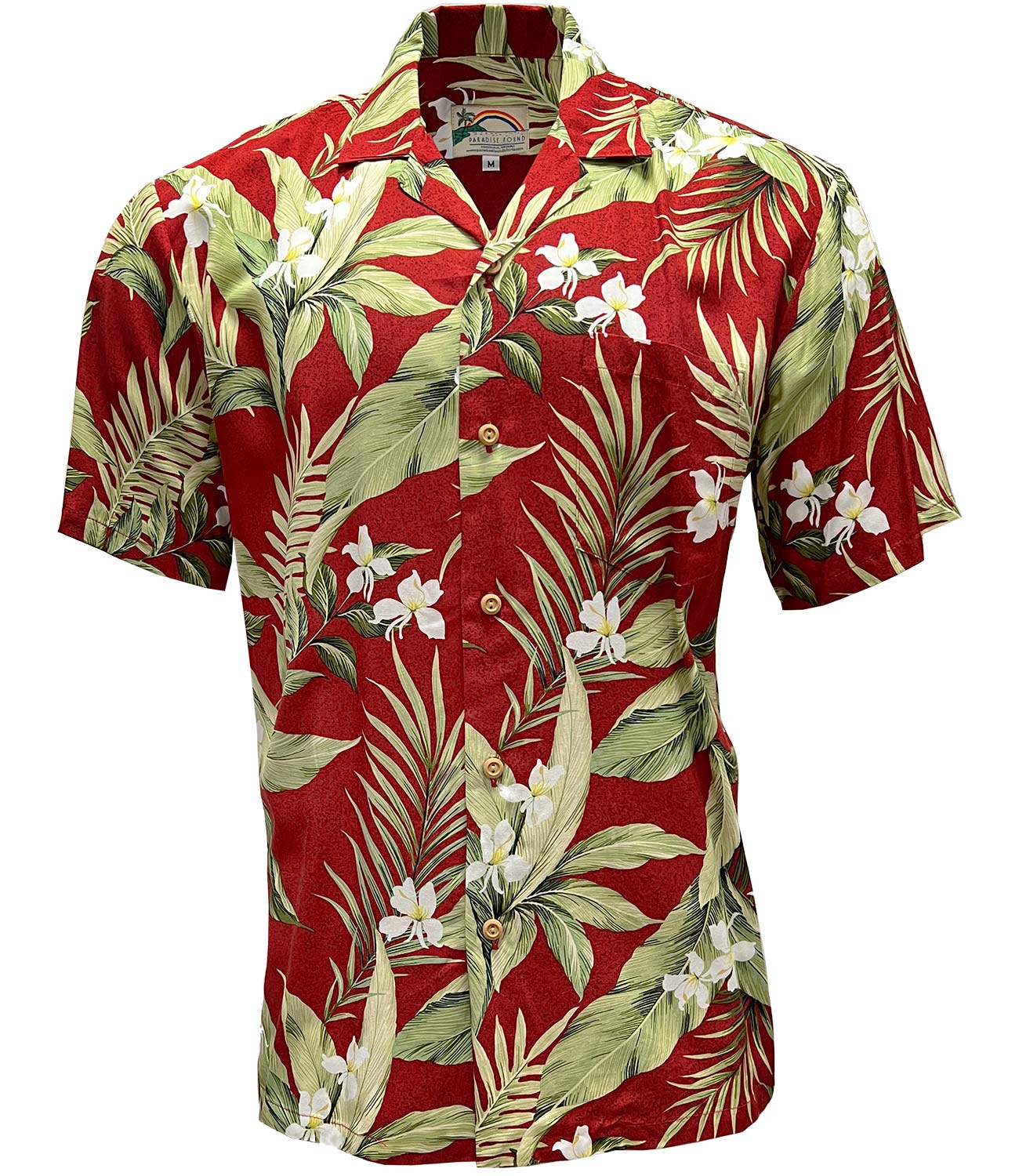 Paradise Found White Ginger Red Hawaiian Shirt X-Large