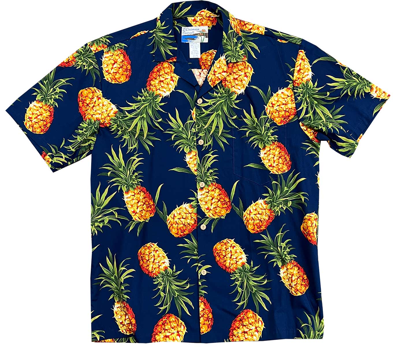 Waimea Casuals Maui Gold Navy Hawaiian Shirt