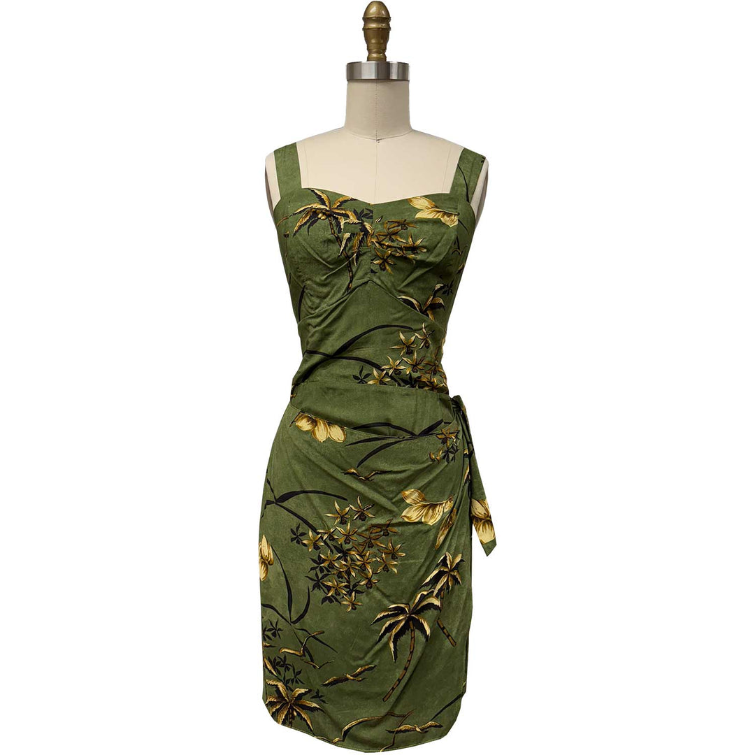 Retro Oasis Palms Sarong Dress