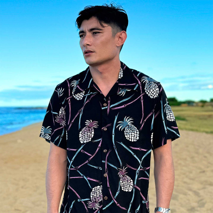 Retro Pineapple Bamboo - Island Night