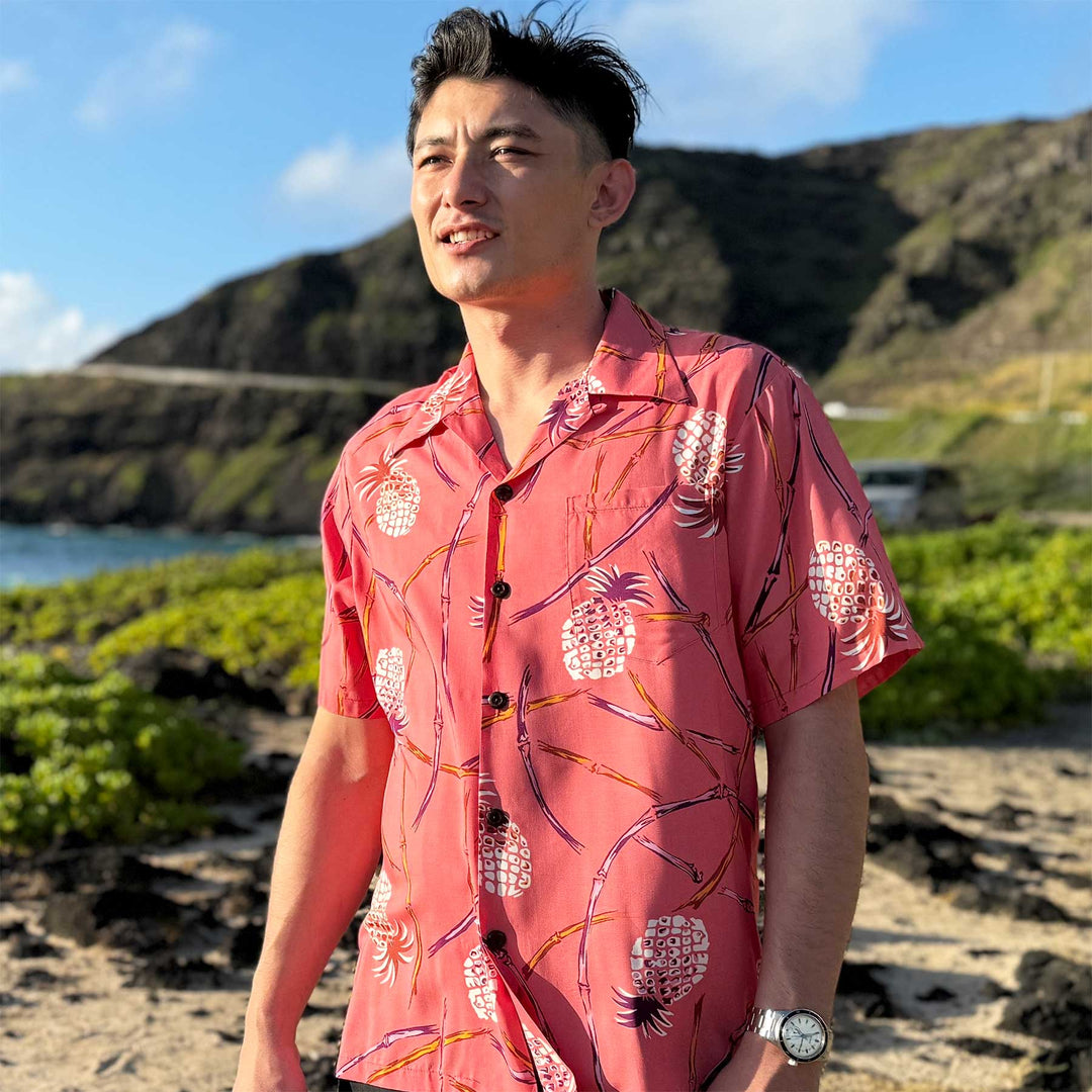 Retro Pineapple Bamboo - Coral