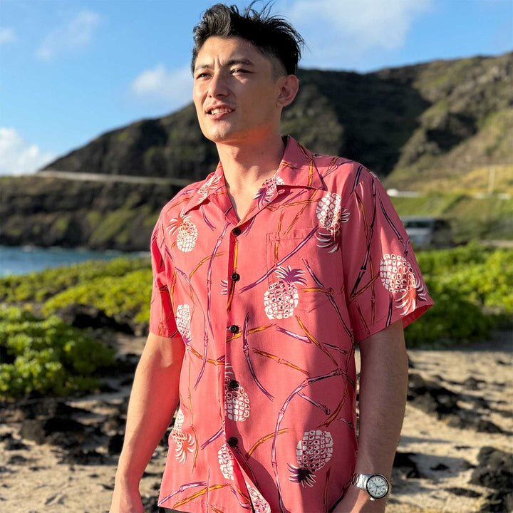 Retro Pineapple Bamboo - Coral