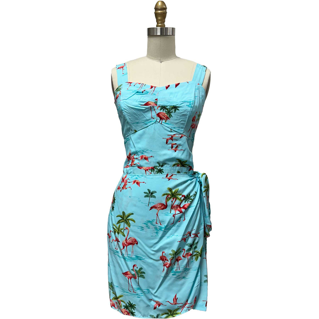 Fine Flamingos Sarong Dress - Midnight | Paradise Found Fine Flamingos Sarong Dress - Midnight | Paradise Found