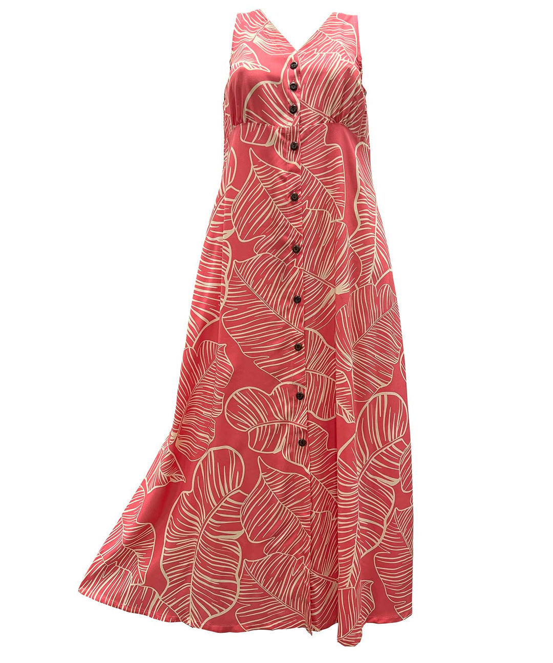Taro Leaf Coral Button Front Tank Dress Medium – By Paradise Found