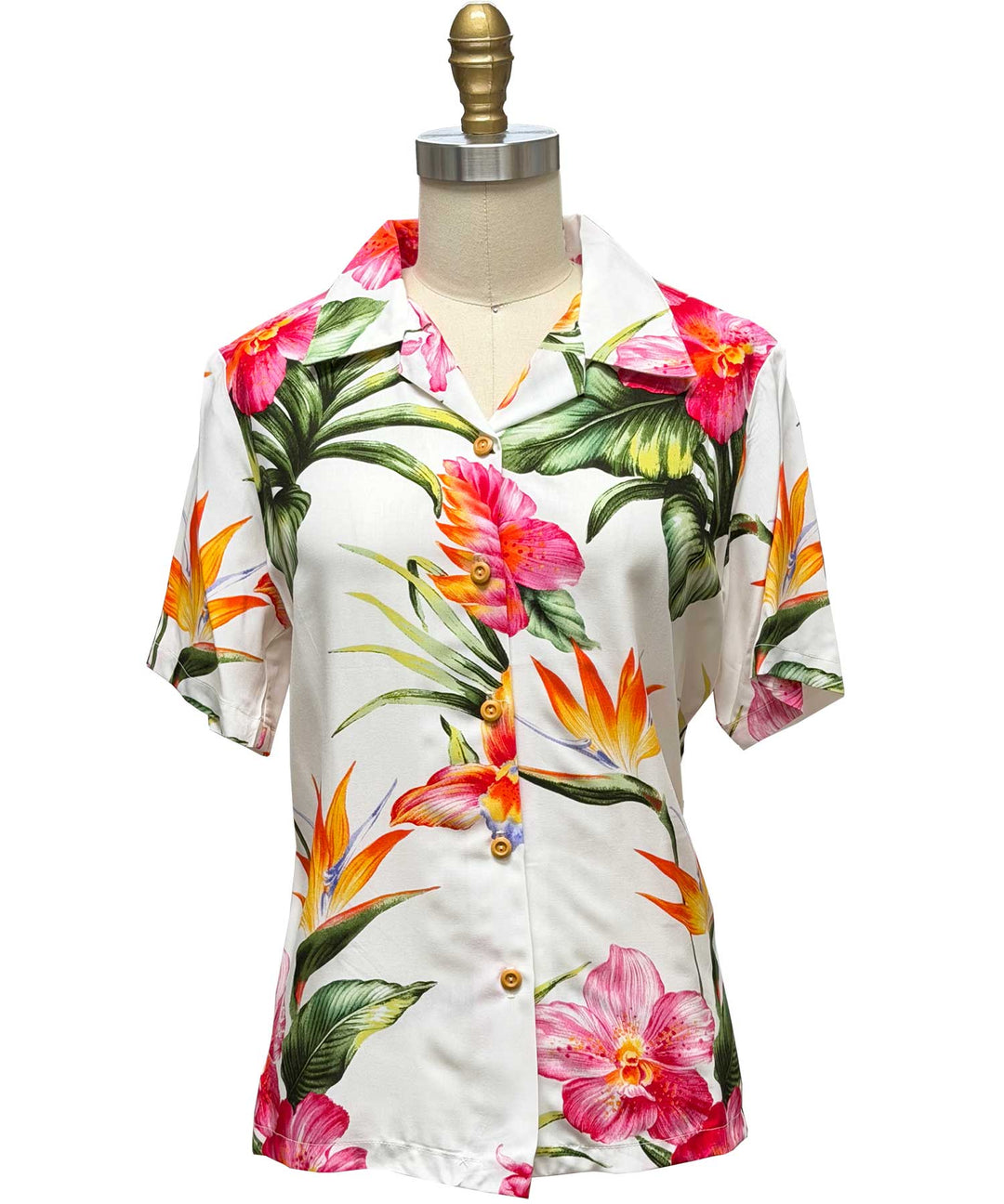 Women's Blooms in Paradise Camp Shirt - White
