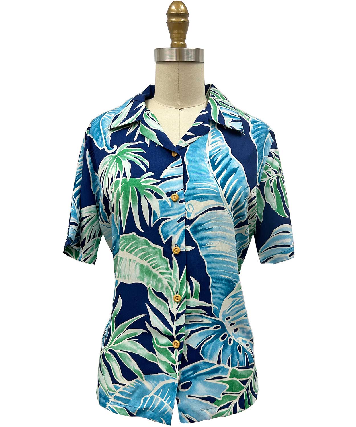 Women's Cabana Palms Navy Camp Shirt