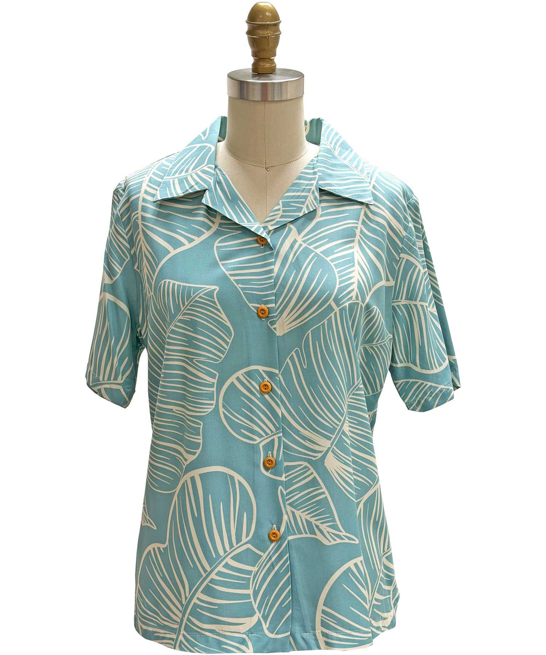 Taro Leaf Women's Camp Shirt - Aqua