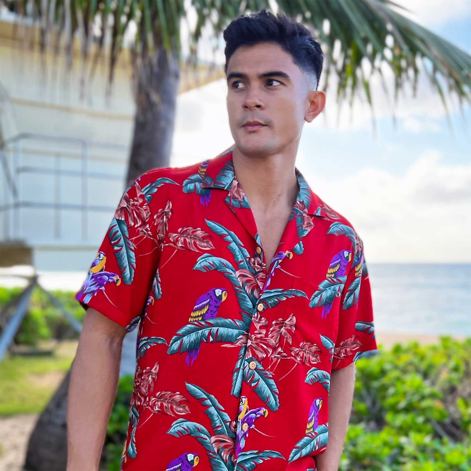 Men's Hawaiian Shirt Best Sellers - Jungle Bird Red Magnum PI Shirt