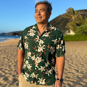 Men's Star Orchid Rainforest Hawaiian Shirt by Paradise Found