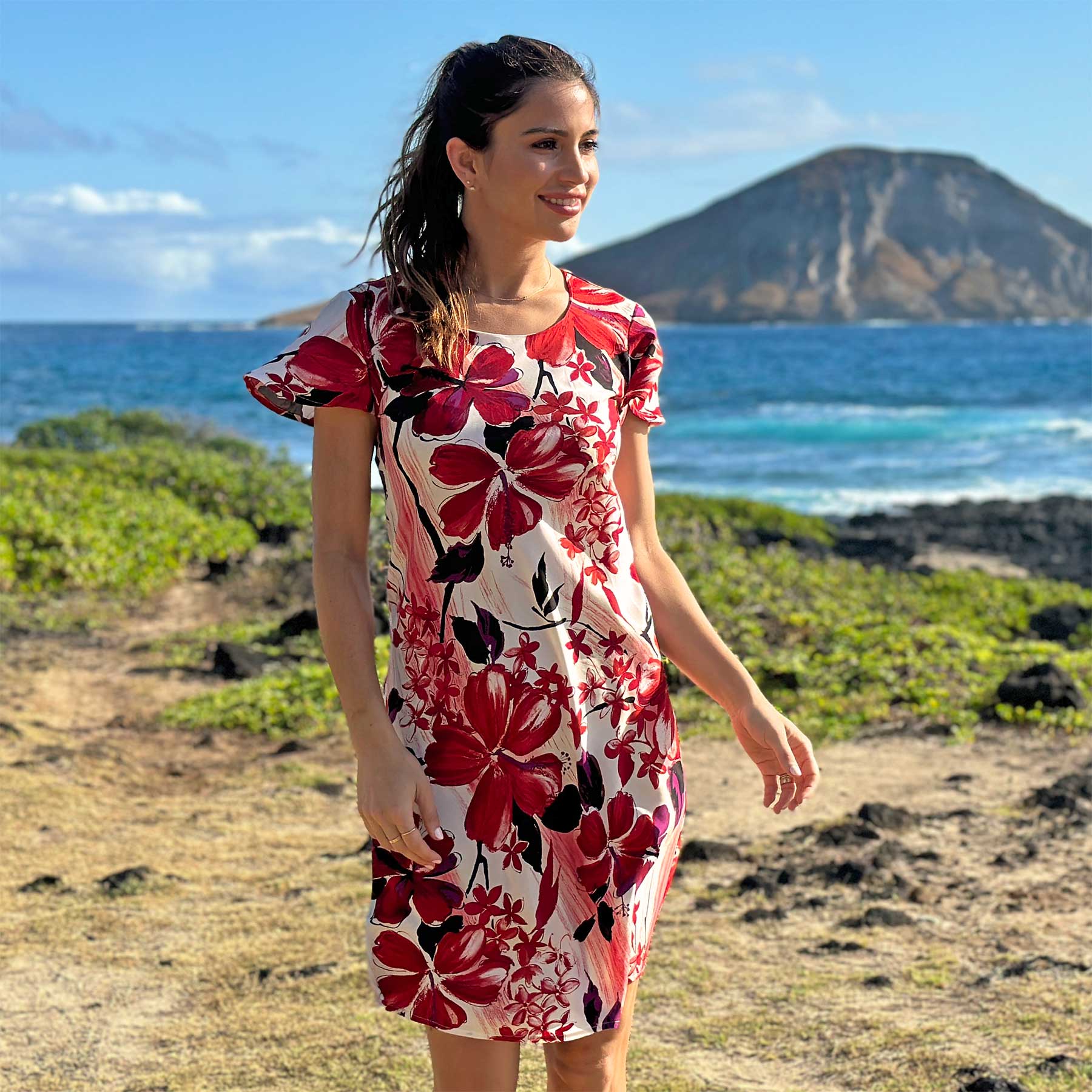 Women's Watercolor Hibiscus Dress by Paradise Found