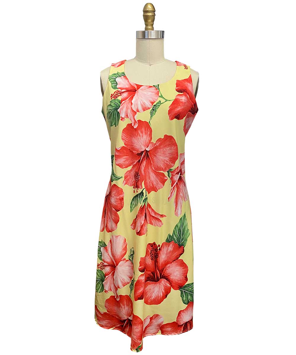 Hibiscus Blossom Yellow Tank Dress – Paradise Found