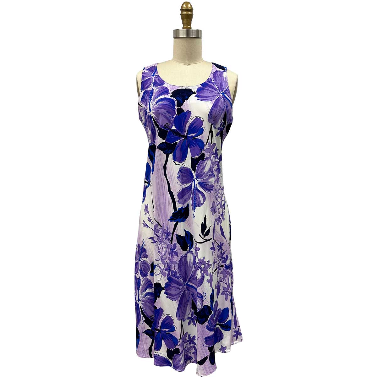 Watercolor Hibiscus Purple Tank Dress