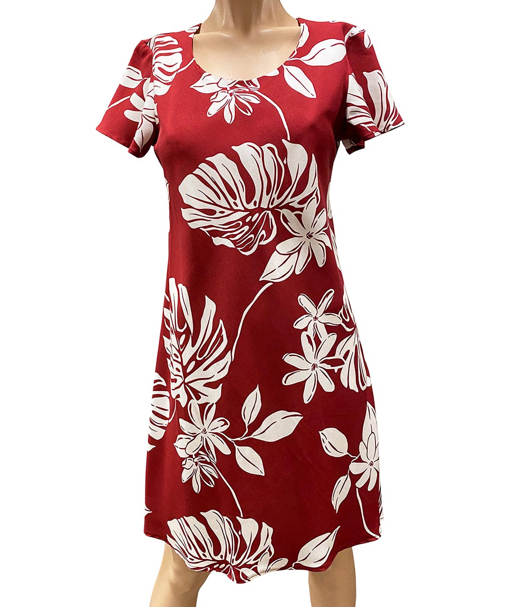 Tiare Red A-Line Dress with Cap Sleeves