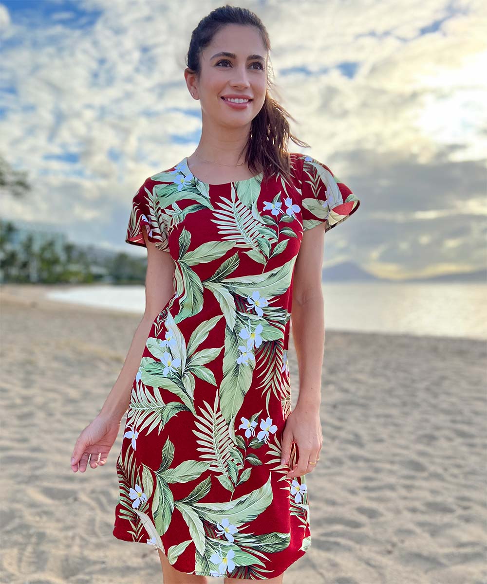 White Ginger Red A-Line Dress with Cap Sleeves