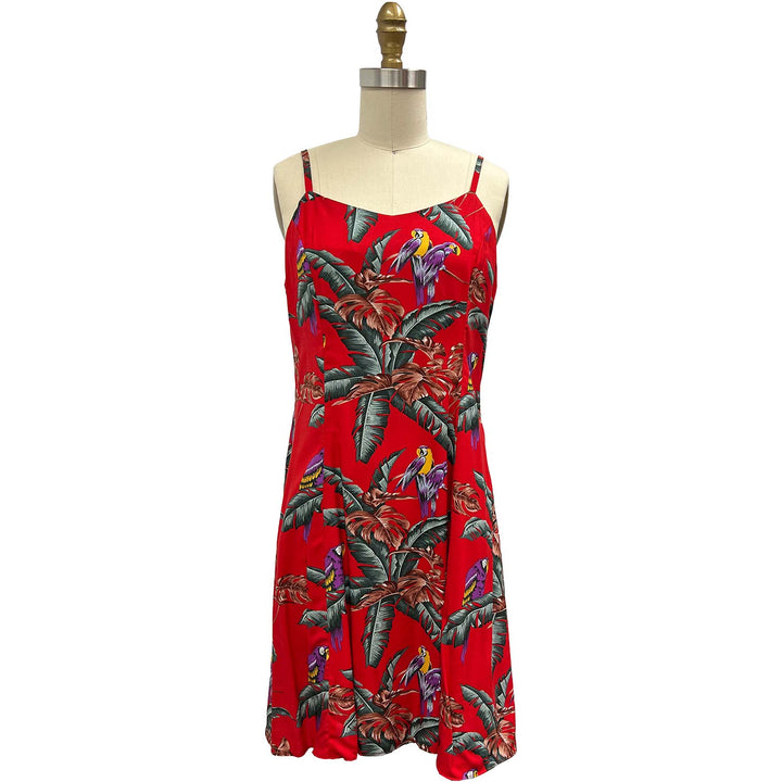 Jungle Bird Red Spaghetti Dress