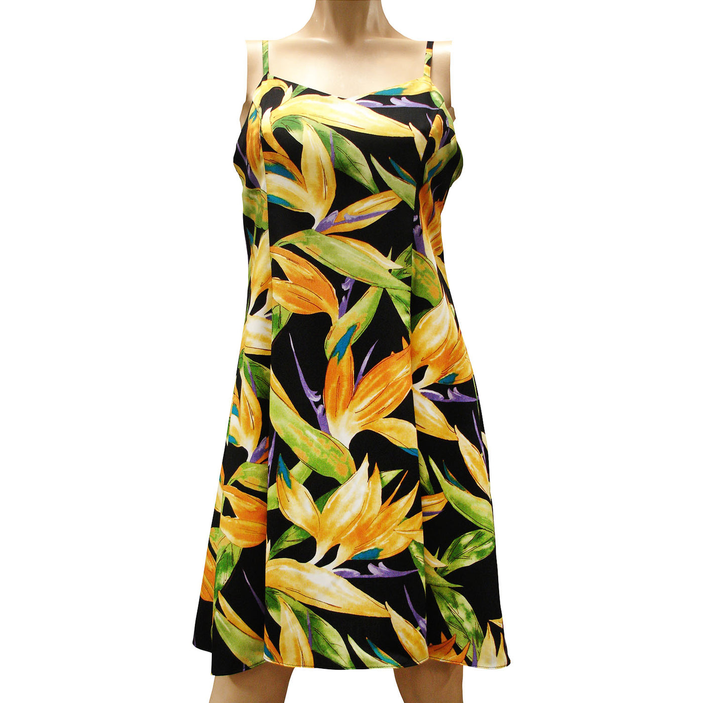 Watercolor Paradise Black Hawaiian Slip Dress