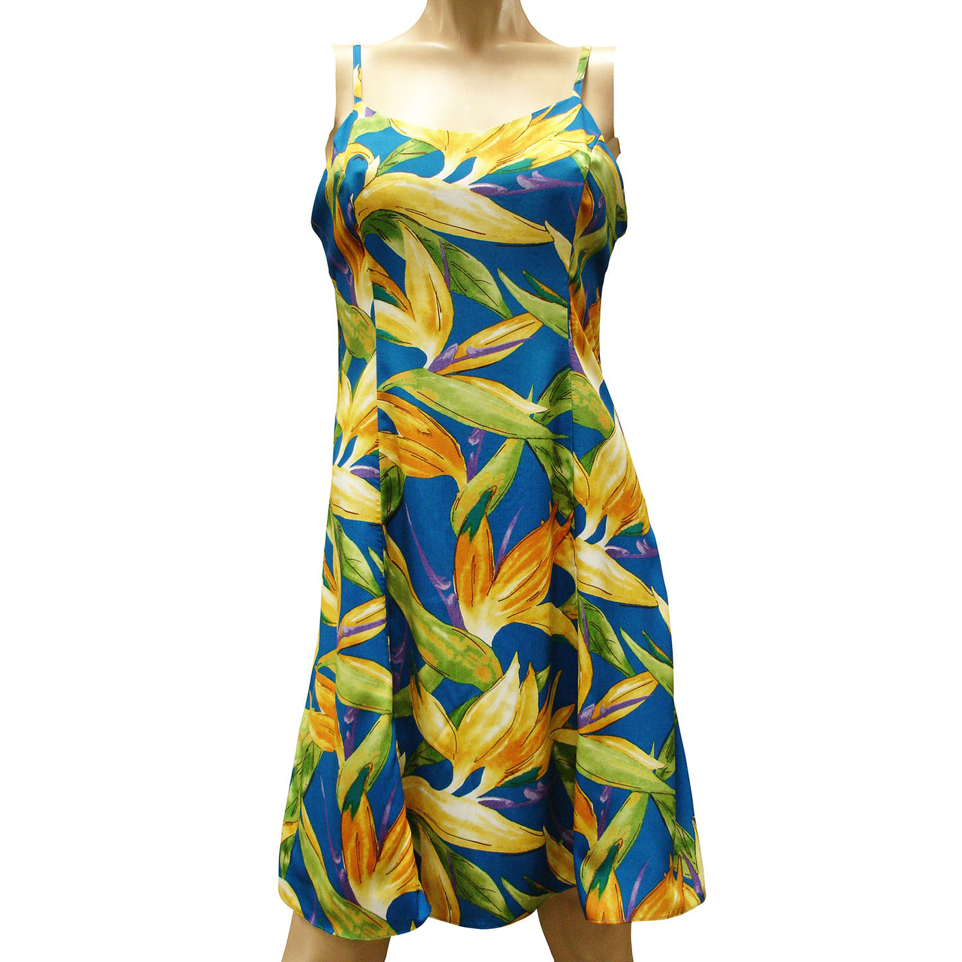 Watercolor Paradise Blue Hawaiian Slip Dress
