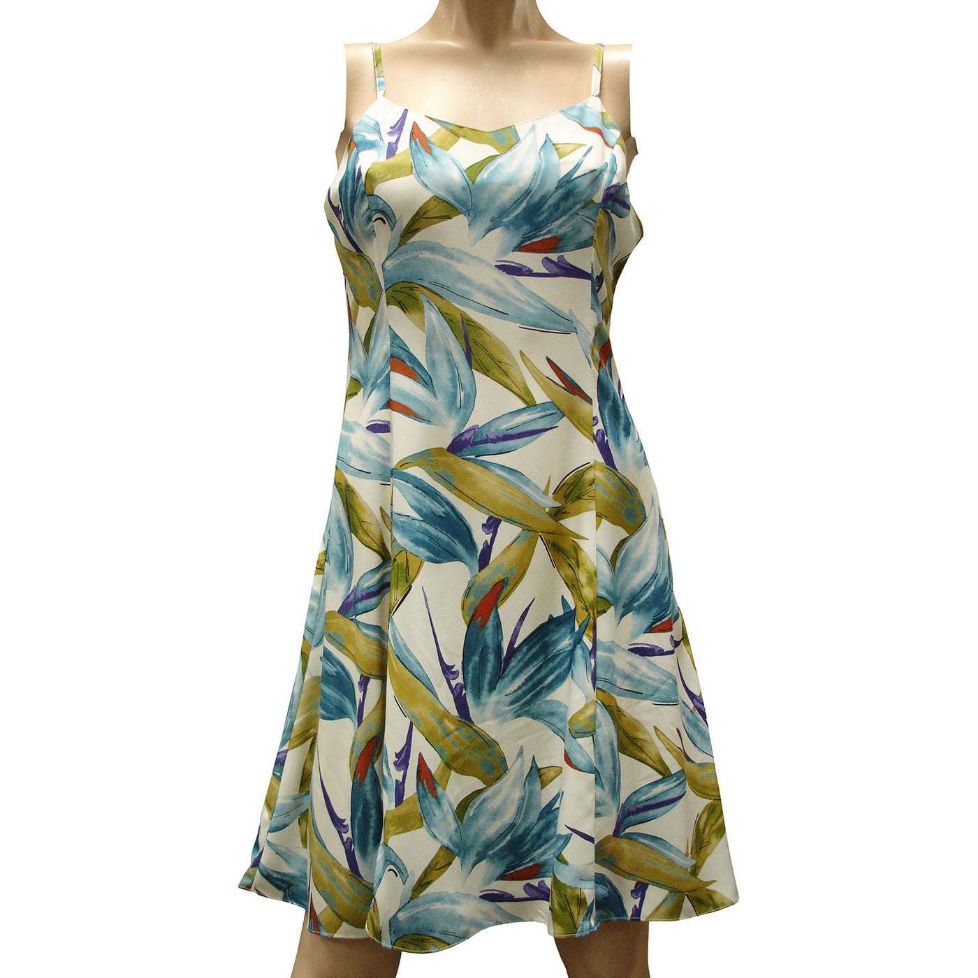 Watercolor Paradise Cream Hawaiian Slip Dress