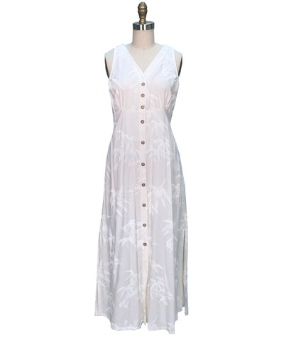 Bamboo White Button Front Tank Dress
