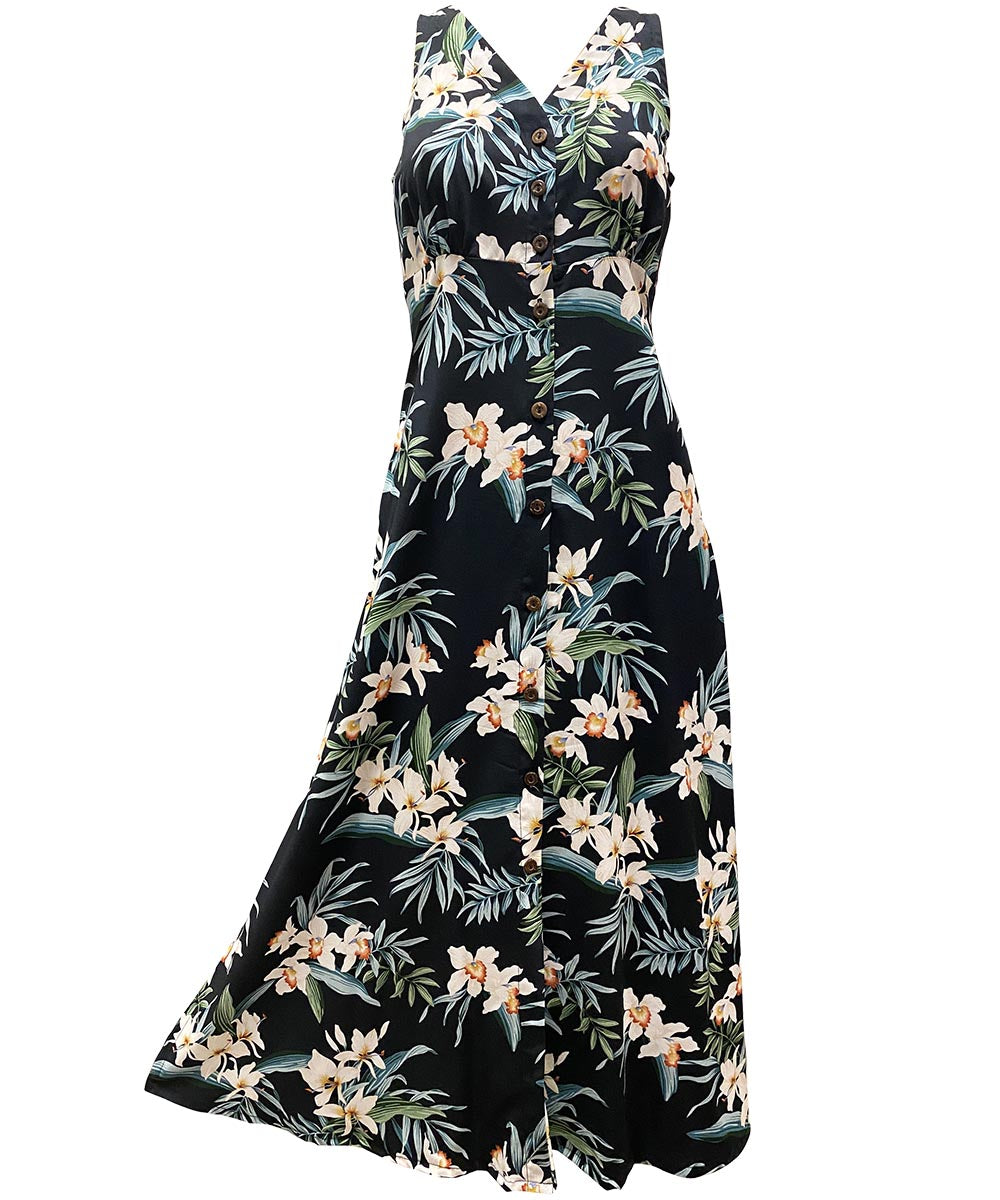 Orchid Ginger Black Button Front Tank Dress