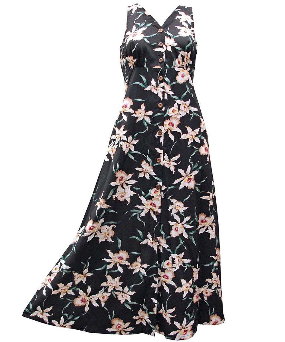 Star Orchid Black Button Front Tank Dress
