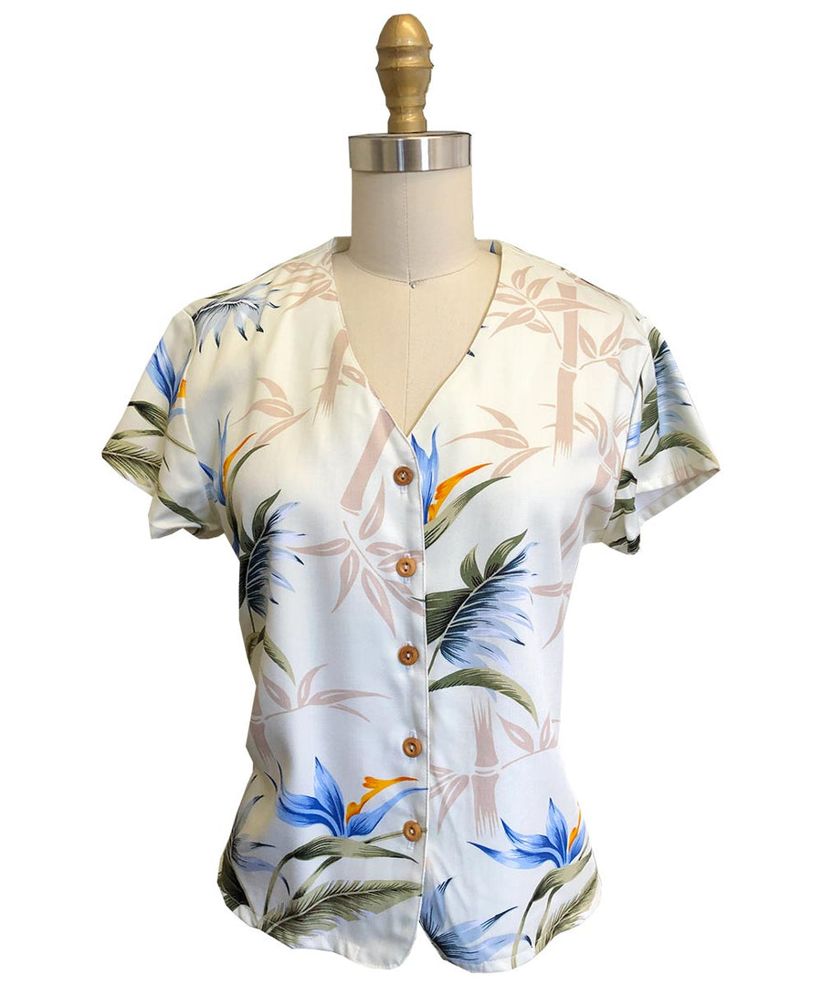 Paradise Valley Cream Sleeveless Women's Hawaiian Shirt main image 0