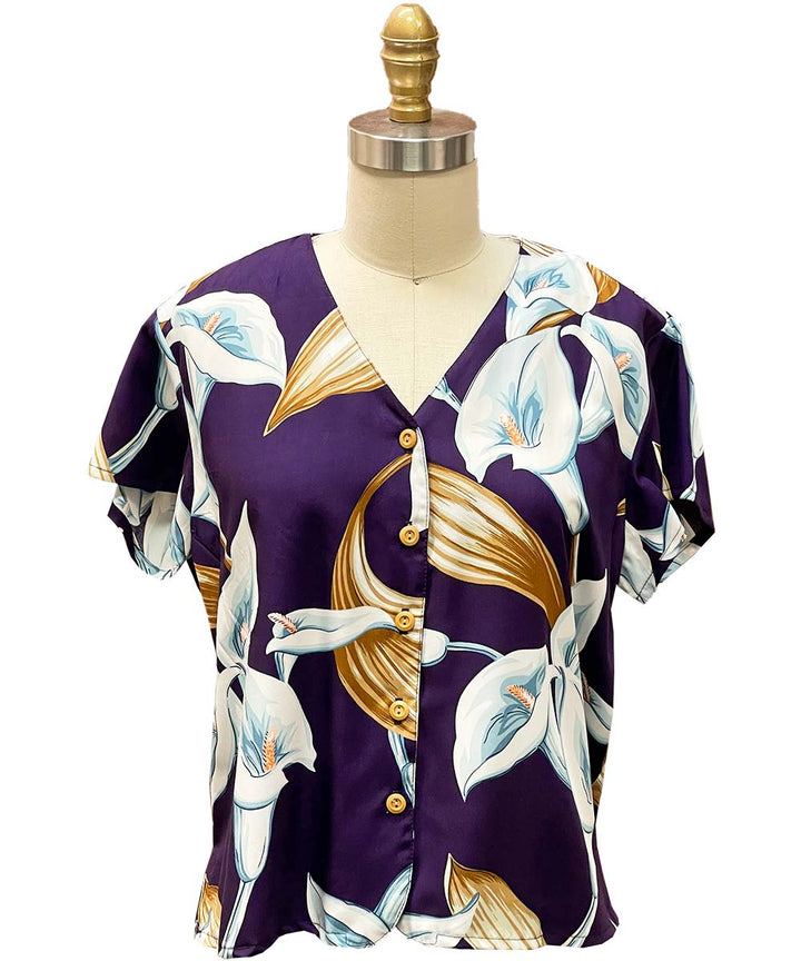 Calla Lily Purple V-Neck Top