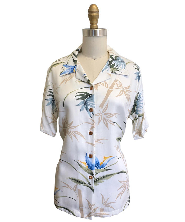 Women's Bamboo Paradise Cream Camp Shirt