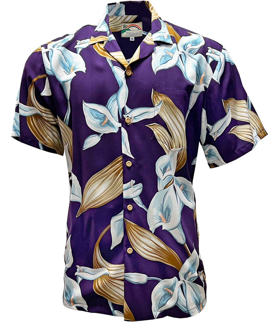Paradise Found - Mini Anthurium Red Rayon Men's Hawaiian Shirt