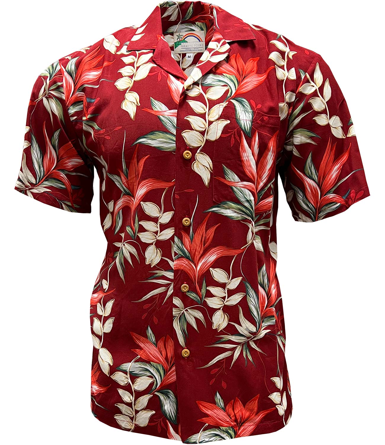 Paradise Found Heliconia and Paradise Red Hawaiian Shirt
