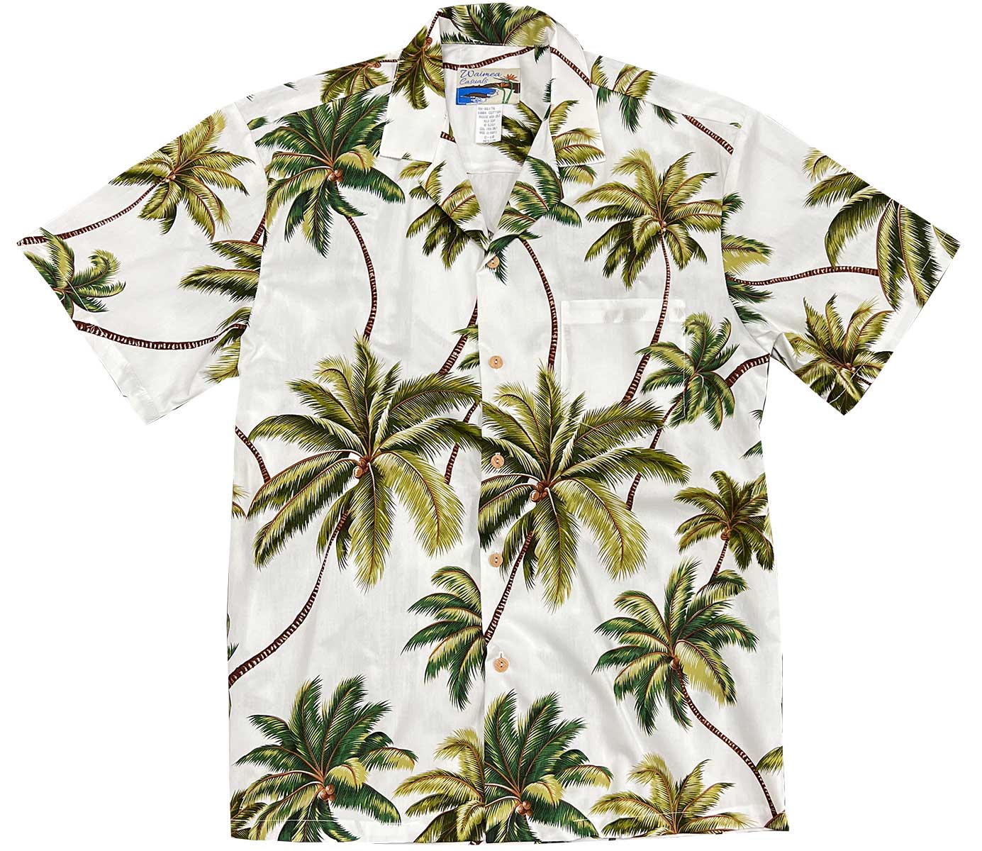Waimea Casuals Waimea Palms White Hawaiian Shirt